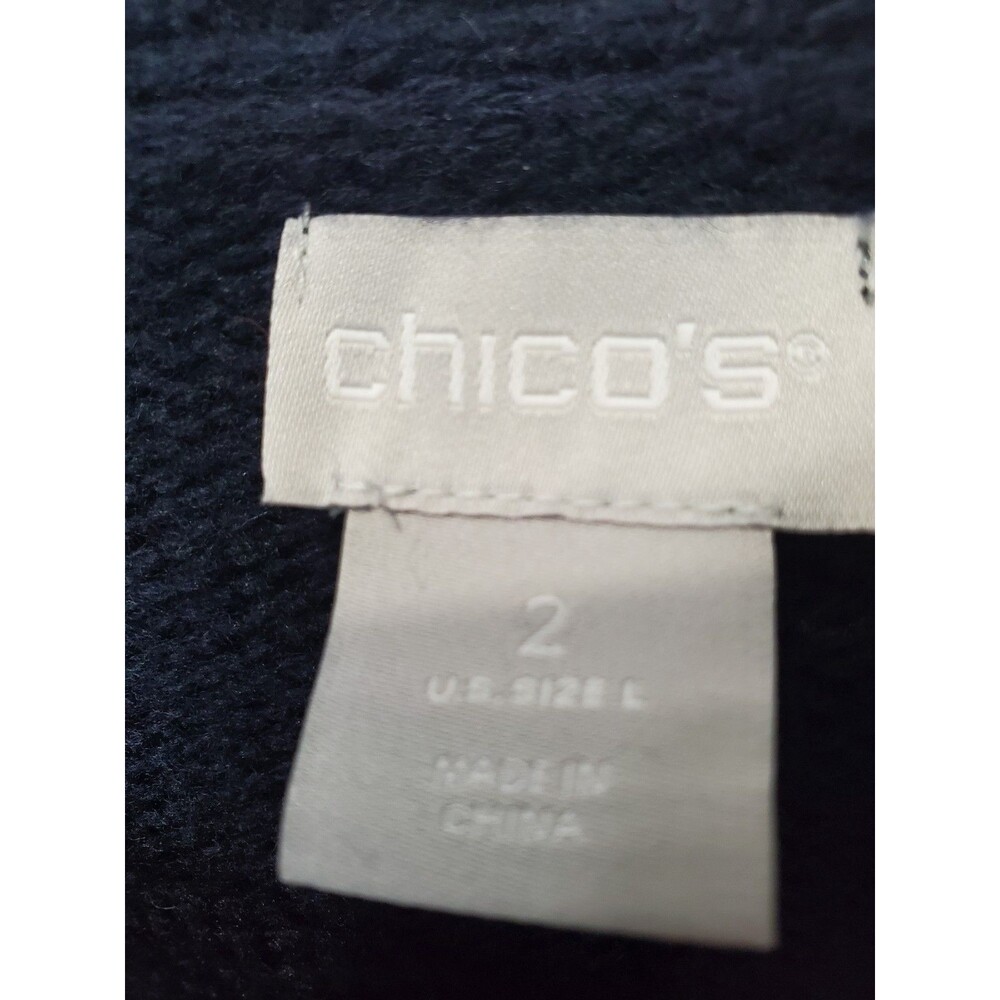 Chico's Wool/Cashmere Blend Boat Neck Flared Glitter Sleeve Sweater Size 2 Large - Picture 4 of 9